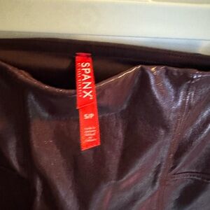 Deep red spanx patent leggings. Size S